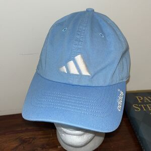 Lightly worn adidas sewn UNC North Carolina Blue buckle back baseball cap hat